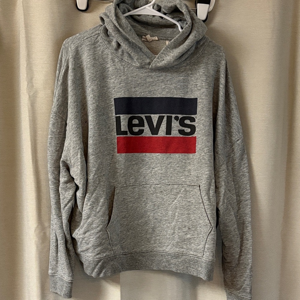 Levi's Gray and Red Logo Hoodie